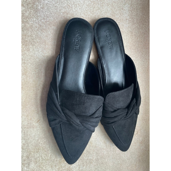 J.Crew Pointed Toe Slip-On Loafers Black Suede Knotted 9 Preppy Yacht City Luxe - Picture 5 of 9